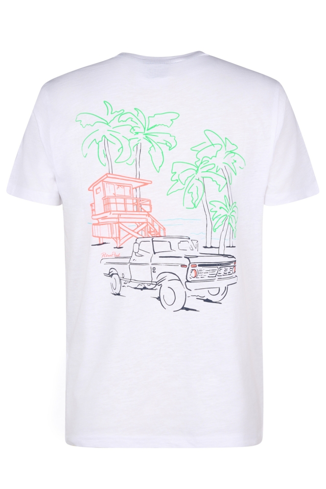 T SHIRT MET PRINT OP DE RUG M 1050 TSR647 0000 BRIGHT WHITE